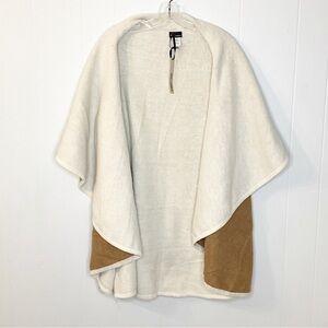 Coco + Carmen One Size Oversizeed Poncho Throw Sweater Tan & Camel Tan New
